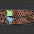 Modern Orange Woven Lounge Chair With Black Metal Frame And Colorful Cushions
