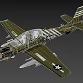 Green Propeller Driven Fighter Aircraft With Stars On Wings Striped Tail And Bombs