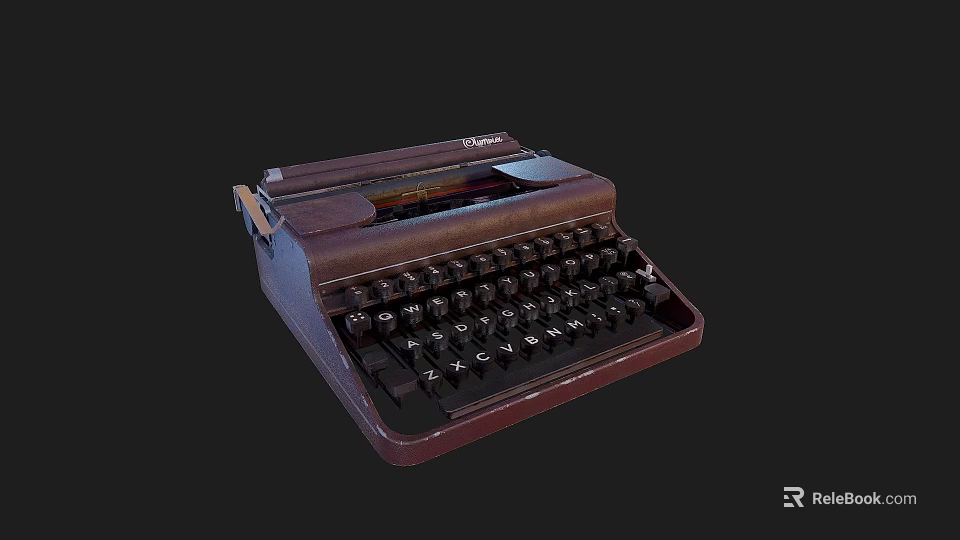 Vintage Royal Industrial Equipment with Dark Brown Keyboard and Classic Roller Design 3d model 
