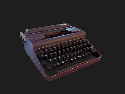 Vintage Royal Industrial Equipment with Dark Brown Keyboard and Classic Roller Design 3d model