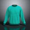 Comfortable Teal Sweater With Geometric Pattern For Casual Everyday Wear