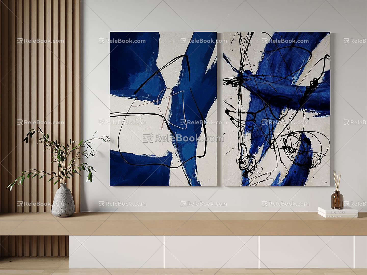 Modern abstract painting decorative painting 3d model