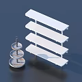 White Multi Tiered Shelves With Transparent Spiral Display Stand In Minimal Setup