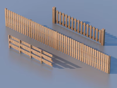 Various Wooden Garden Fences With Different Designs For Outdoor Decor 3d model
