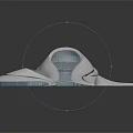 Futuristic Architectural Structure With Streamlined White Exterior And Teal Mesh Interior In Modern Curved Design