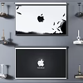 Modern projection curtain projector projection curtain combination 3d model