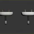Fresh Food Preparation With Modern White Sinks And Red Silver Faucets