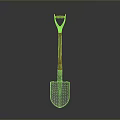 Garden Shovel With Orange Wooden Handle And Metal Blade On Dark Background