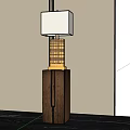 Modern Table Lamp With Square Fabric Shade And Geometric Grid Metal Base Design 3d model