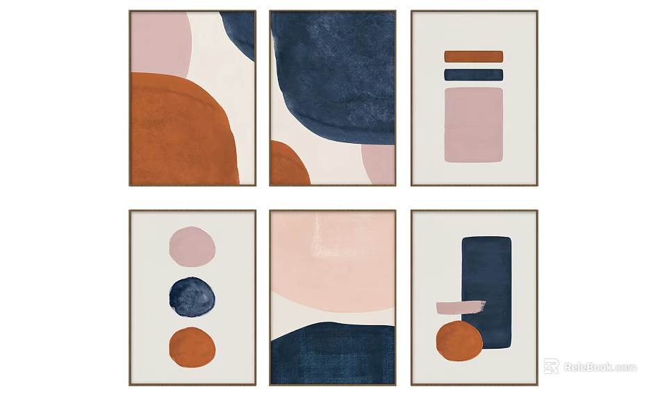 Minimalist Abstract Wall Art With Geometric Shapes And Soft Color Tones 3d model 