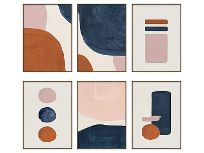 Minimalist Abstract Wall Art With Geometric Shapes And Soft Color Tones 3d model