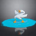 White Duck Toy With Orange Beak And Feet Standing On Blue Platform