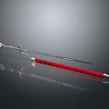 Detailed 3D Weapon Model Featuring Spear With Metal Head And Red Staff Handle