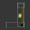 Modern Office Desk with Black Tabletop Beige Storage Units Vase Plants Magazine and LED Lights