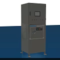 Standing Industrial Computer Cabinet With Display Screen Control Buttons And Ventilation Grille 3d model