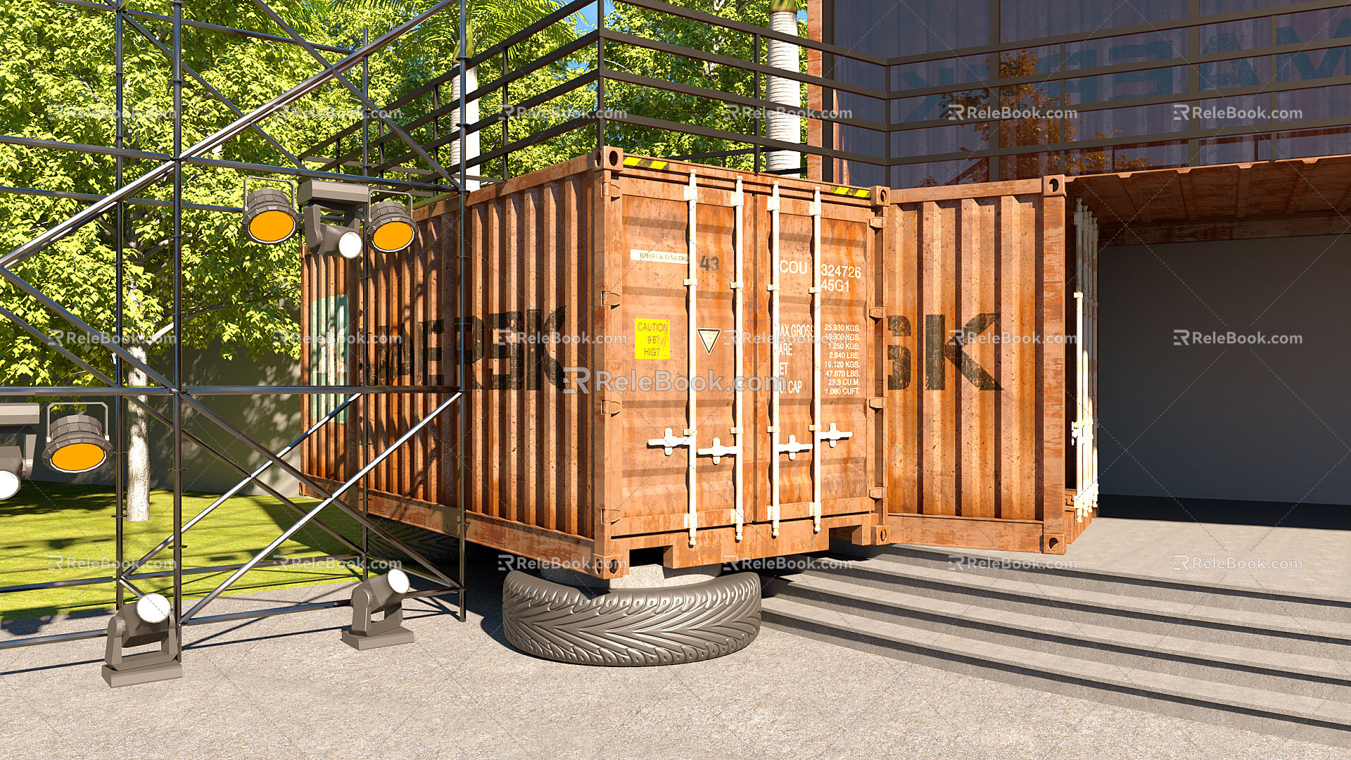 INDUSTRIAL LOFT STAGE BEACH CONTAINER STAGE 3d model