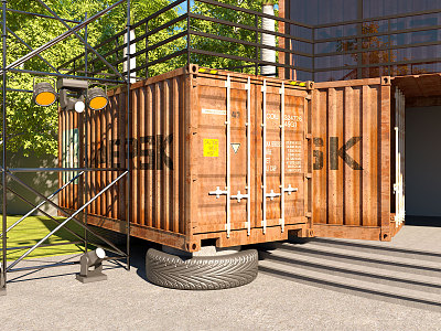 INDUSTRIAL LOFT STAGE BEACH CONTAINER STAGE 3d model