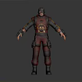 Tactical Combat Character In Red Black Outfit With Mask Skull Emblem And Armor