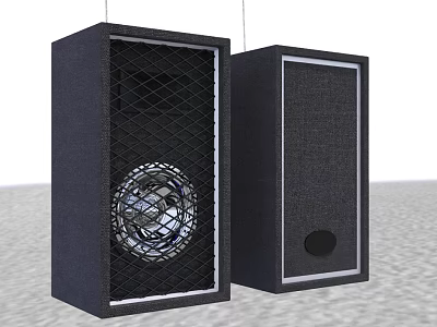 Modern Black Standing Speakers With Mesh Front And Home Audio Sound System 3d model