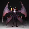 Game and Movie Character With Demonic Wings Flaming Horns and Muscular Armor