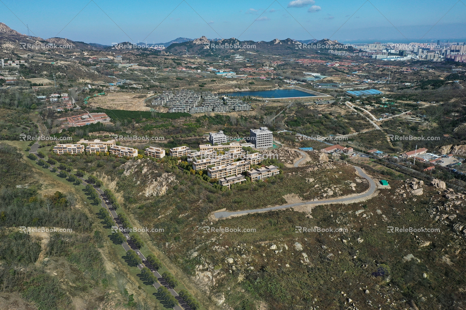 Aerial view of modern residential area 3d model