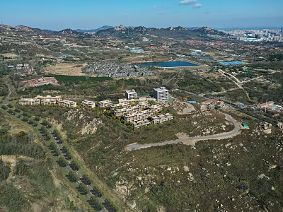 Aerial Planning Of Residential Areas With Natural Landscape And Roads 3d model