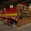 Colorful Restaurant Interior Design With Stained Glass Panels Booth Seating And Pendant Lights