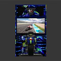 Interactive Motorcycle Arcade Machine As Entertainment Appliance With Colorful Design And Gaming Screen