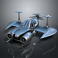 Futuristic Metallic Sci Fi Vehicle Design With Multiple Wings And Cockpit