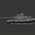 Modern Military Tank Vehicle With Gray Exterior Blue Stripes Turret And Tracks
