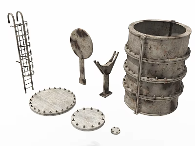 Industrial Parts Industrial Equipment Flange Pipe 3d model