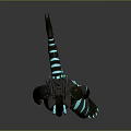Anthropomorphic Wolf Character With Neon Blue Glowing Stripes And Ears