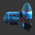 Blue Sci Fi Mechanical Vehicle Featuring Transparent Cockpit Red Details And Tracks