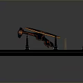 Futuristic Mechanical Device With Circular Top Component Black Pillar Supports And Sleek Platform