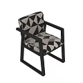 Modern Accent Chair with Black and White Geometric Pattern Upholstery and Sleek Black Frame Design