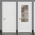 White Interior Hinged Doors With Various Designs And Glass Panel Features 3d model