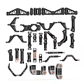Black Mechanical Parts Including Various Frame Brackets Connectors And Hardware Components 3d model