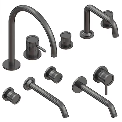 Modern Black Faucet Design With Different Components And Elegant Handles 3d model