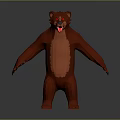Low Poly Red Bear 3D Model With Standing Pose And Open Arms