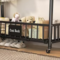 Black Metal Clothing Rack with Hanging Clothes Storage Baskets Stuffed Toys Living Room