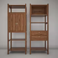 Wooden Storage Shelving Units With Cabinet Drawer And Multiple Tiers Design