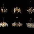 Modern Chandeliers with Various Contemporary Designs and Crystal Elements for Interior 3d model