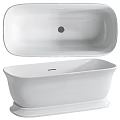 Sleek White Freestanding Bathtub Design With Modern Smooth Surface And Drain 3d model