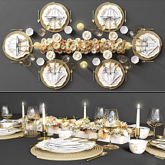 Modern festive atmosphere table decoration combination 3d model