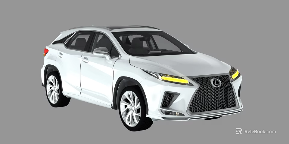 White Lexus SUV With Modern Design Yellow Headlights And Sleek Grille 3d model 