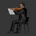modern man player violin player ancient musical instrument 3d model