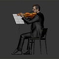 modern man player violin player ancient musical instrument 3d model