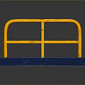 Yellow Metal Guardrail Structure With Blue Base And Gray Planks Design