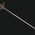 Antique Decorative Sword With Golden Hilt Ornate Handle And Silver Blade