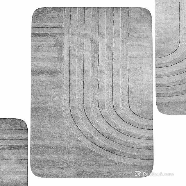 Modern Gray Floor Tiles With Curved Lines Pattern For Home Interior Design 3d model 